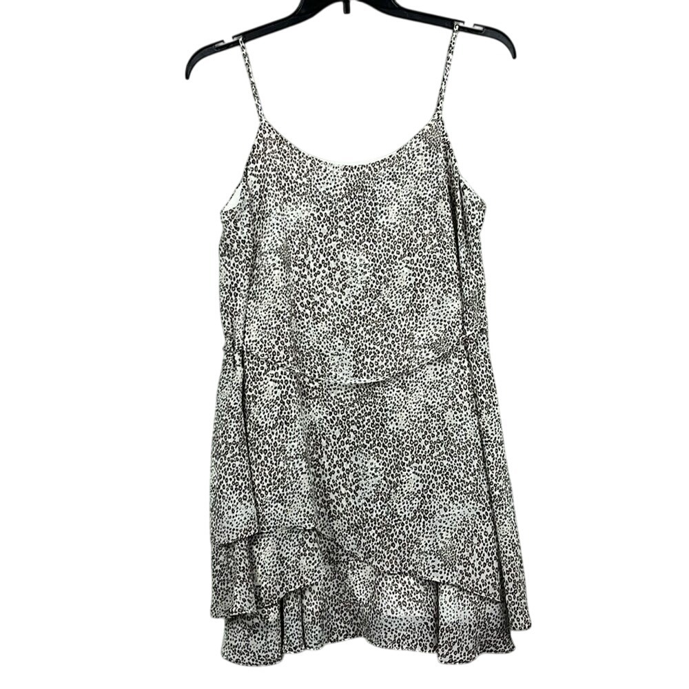 Bisou Bisou Womens Sleeveless‎ Layered Swing Dress Size 12 Adjust Straps Cheetah